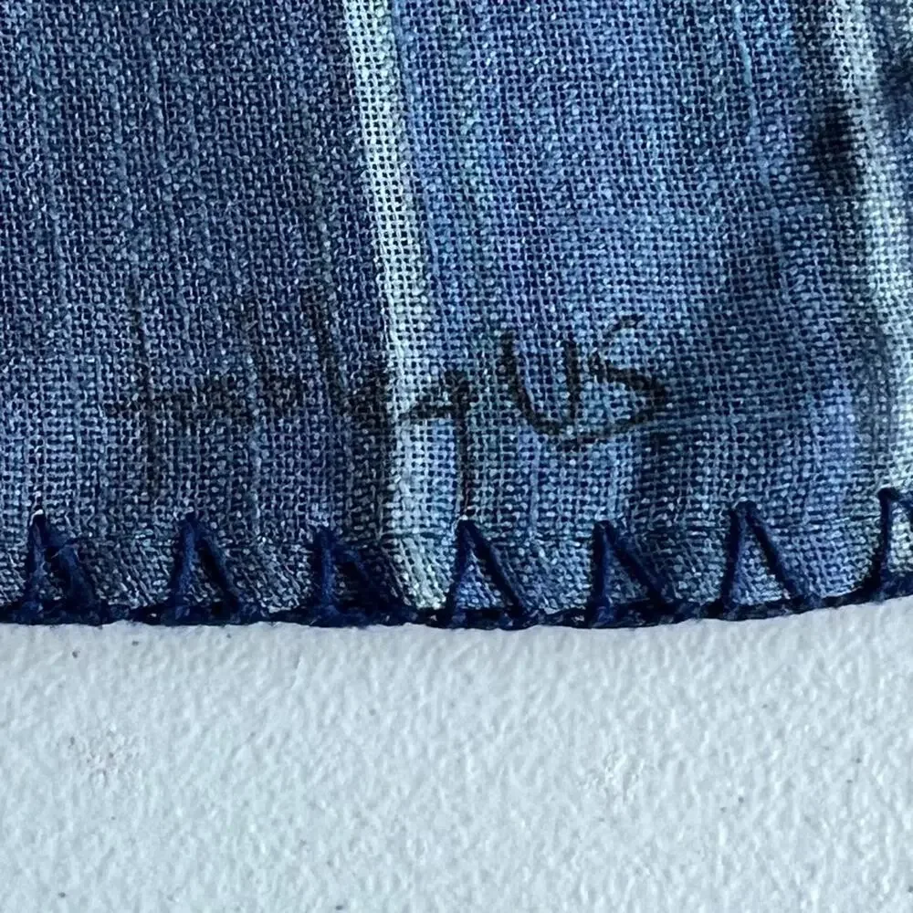 Iza Silva Indigo Blue Stripe Table Napkins Set of 2 Linen Blend 20